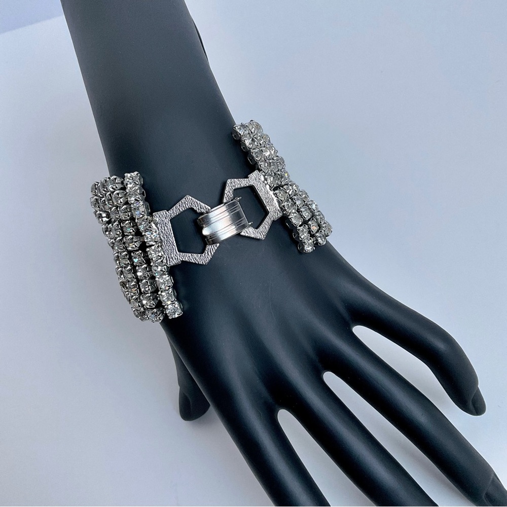 RHINESTONE CRYSTAL WIDE CUFF BRACELET - Picture 3 of 8